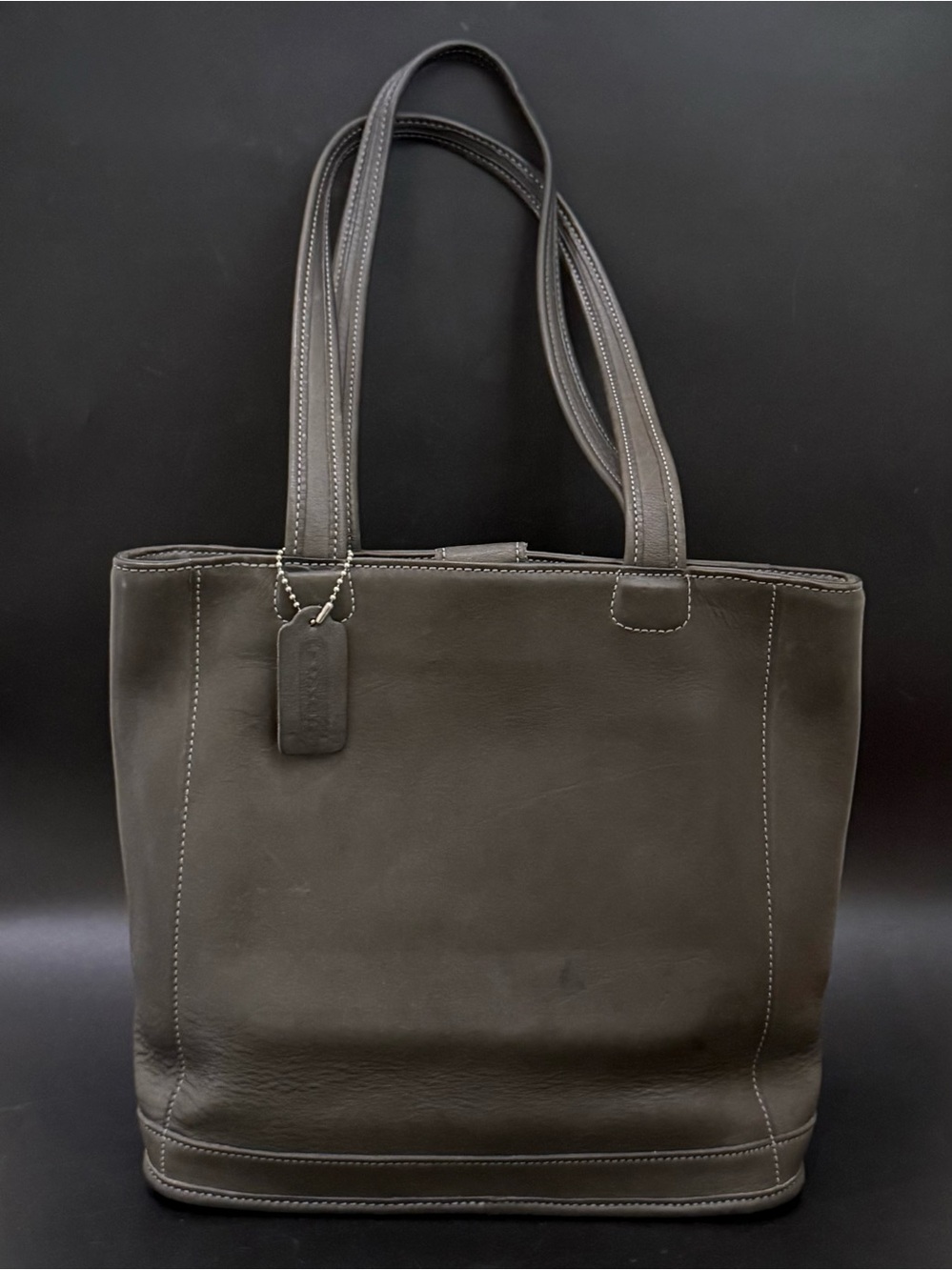 Vintage Coach 9305 Gray Glove-Tanned Leather Bleecker… - Gem